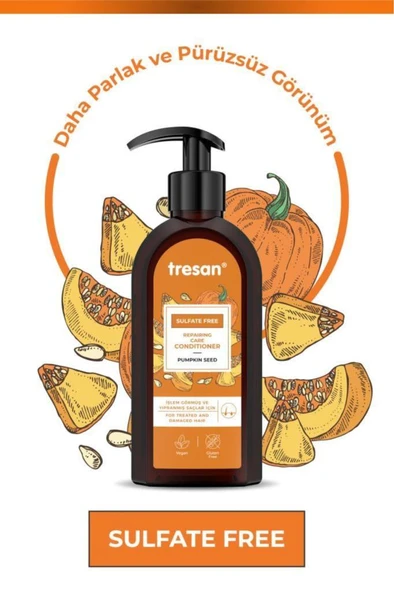 Tresan Bal Kabağı Çekirdeği Onarıcı Sülfatsız Saç Bakım Kremi 300 ml - 3