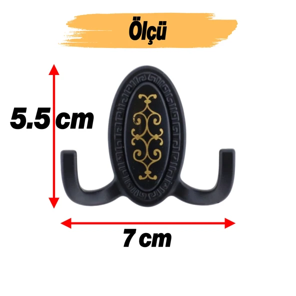 Seçil Askı Siyah Dolap Askılık Askılığı Duvar Vestiyer Banyo Mutfak Elbise Kıyafet Çanta Askısı - 3