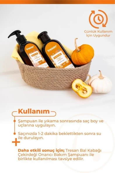 Tresan Bal Kabağı Çekirdeği Onarıcı Sülfatsız Saç Bakım Kremi 300 ml - 6
