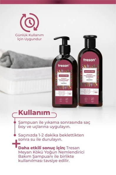 Tresan Meyan Kökü Yoğun Nemlendirici Sülfatsız Bakım Saç Kremi 300 ml - 5