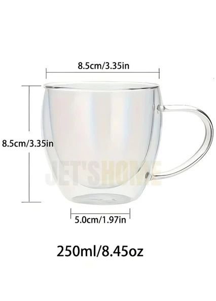2’li Set Kulplu Cappuccino Bardağı Latte Bardağı Çift Cidarlı Americano Bardağı 250 ml Kahve Bardak - 4