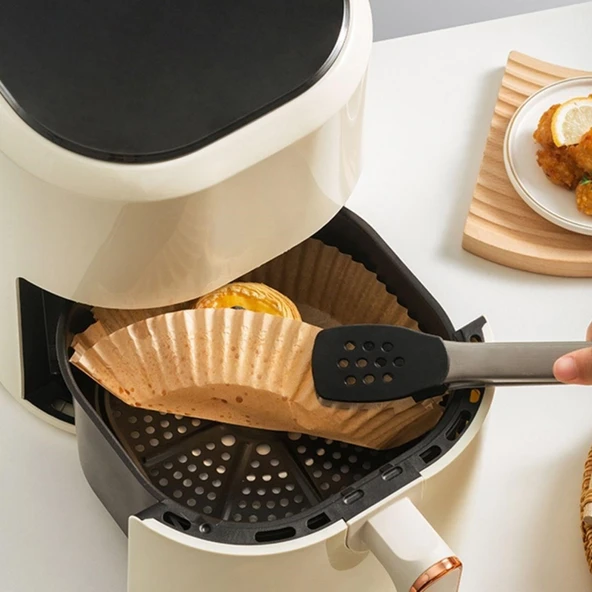 50 Adet 20 cm Air Fryer Pişirme Kağıdı  Yağ Geçirmez Yuvarlak Tabak Model PVC - Resim 4
