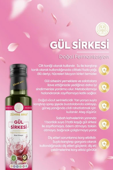 Zühre Ana Gül Sirkesi Doğal Fermantasyon 500 Ml - 3