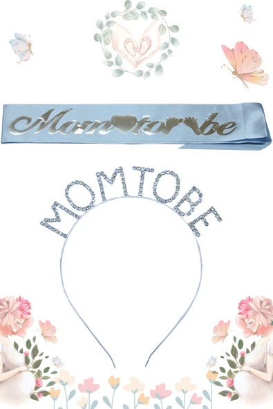 Mom To Be Metal Taç Ve Kuşak & Baby Shower Set