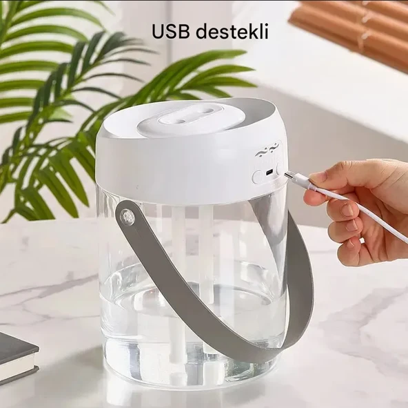 QASUL 2L Çift Sprey Dijital Göstergeli Hava Nemlendirici İle Uçucu Yağ Difrözü Ve USB Gece Lambası - 5