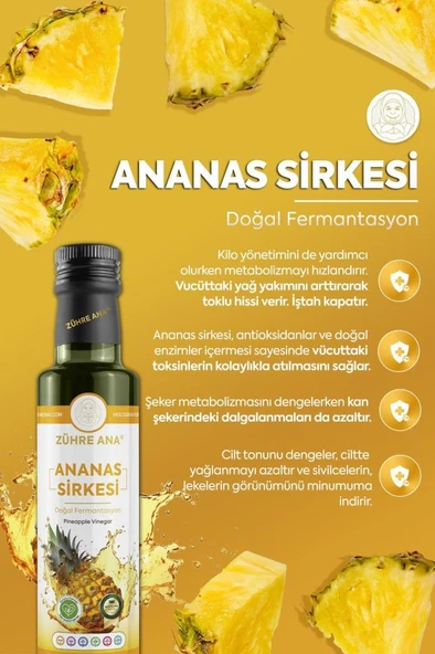 Zühre Ana Ananas Sirkesi Doğal Fermantasyon 500 Ml - 3