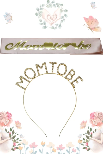 Mom To Be Metal Taç Ve Kuşak & Baby Shower Set