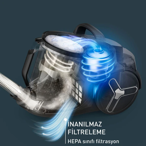 Tefal TW7C89EA Cyclonic Effite Toz Torbasız Elektrikli Süpürge - Resim 6