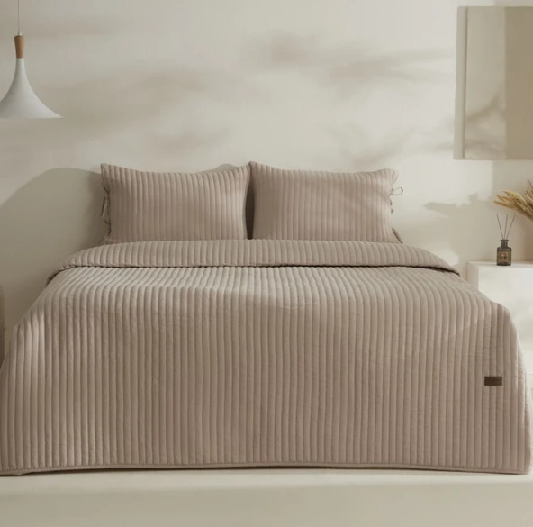 Karaca Home Elie Bej Çift Kişilik Yatak Örtüsü