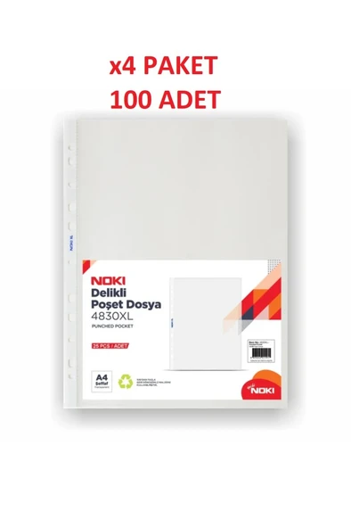 Noki XL A4 Poşet Dosya 100 Adet 25X4pk 4830XL