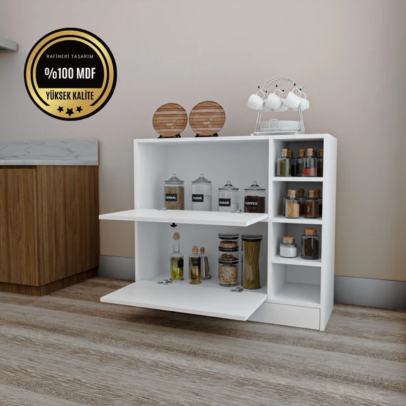 Lima MDF Kahve Köşesi Kiler Dolabı Çok Amaçlı Dolap Mutfak Dolabı - 3