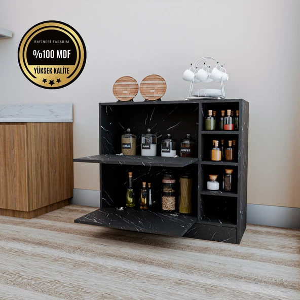 Lima MDF Kahve Köşesi Kiler Dolabı Çok Amaçlı Dolap Mutfak Dolabı - 8