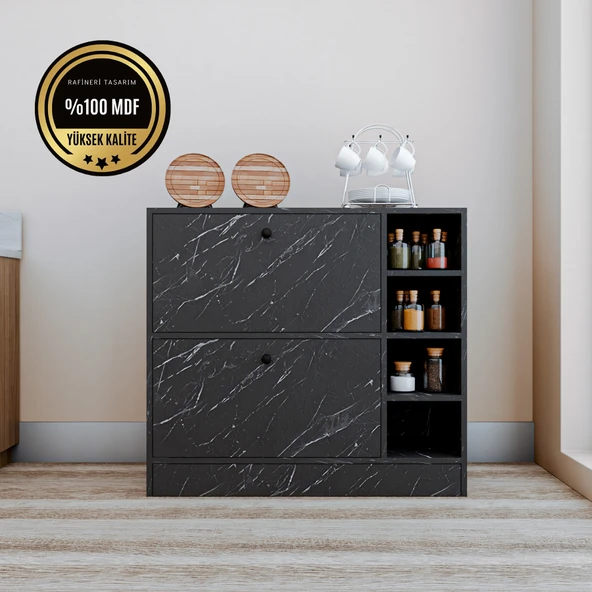 Lima MDF Kahve Köşesi Kiler Dolabı Çok Amaçlı Dolap Mutfak Dolabı - 6