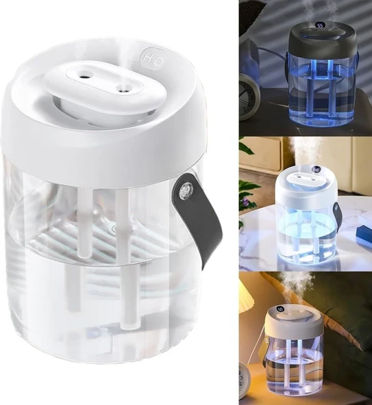 QASUL 2L Çift Sprey Dijital Göstergeli Hava Nemlendirici İle Uçucu Yağ Difrözü Ve USB Gece Lambası - 7