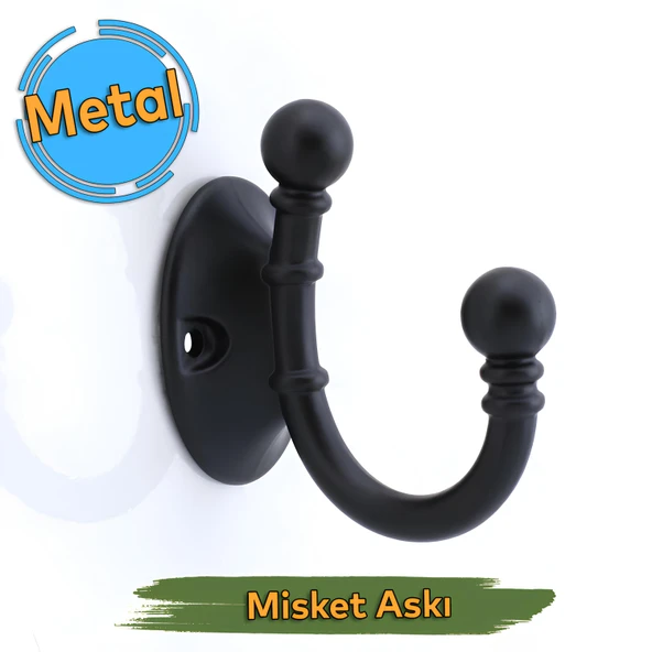 Misket Askı Siyah Vestiyer Dolap Askılık Askılığı Duvar Banyo Mutfak Elbise Kıyafet Çanta Askısı - 8