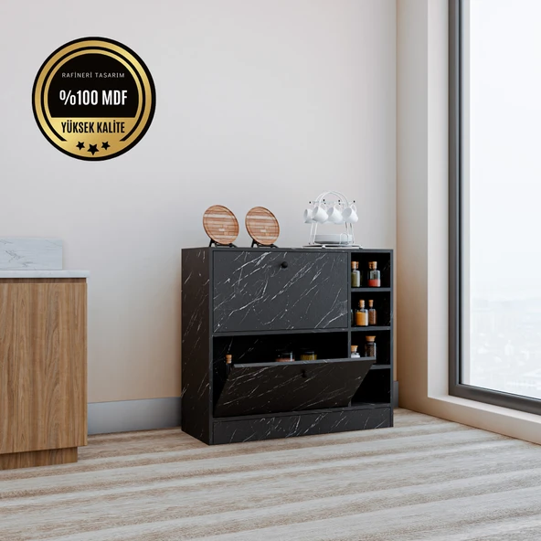 Lima MDF Kahve Köşesi Kiler Dolabı Çok Amaçlı Dolap Mutfak Dolabı - 7