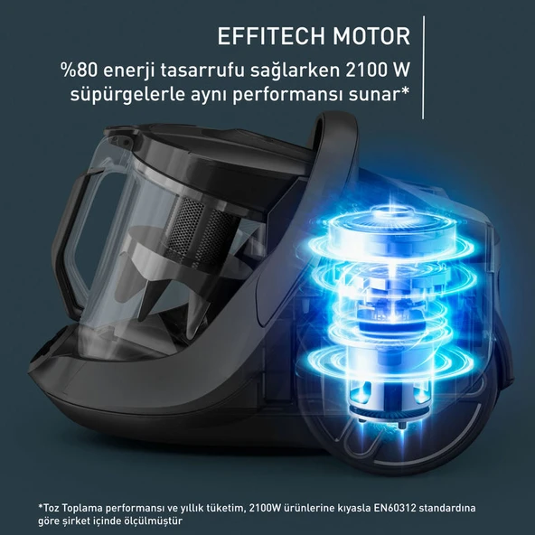 Tefal TW7C89EA Cyclonic Effite Toz Torbasız Elektrikli Süpürge - Resim 4