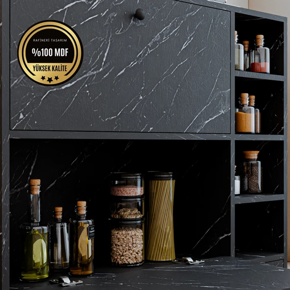 Lima MDF Kahve Köşesi Kiler Dolabı Çok Amaçlı Dolap Mutfak Dolabı - 9