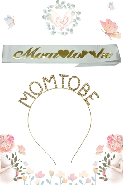 Mom To Be Metal Taç Ve Kuşak & Baby Shower Set