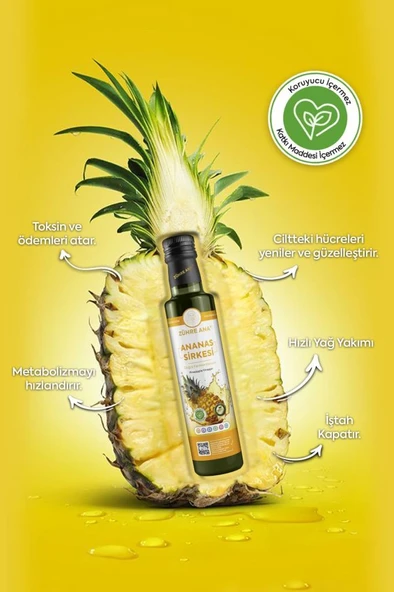 Zühre Ana Ananas Sirkesi Doğal Fermantasyon 500 Ml - 4