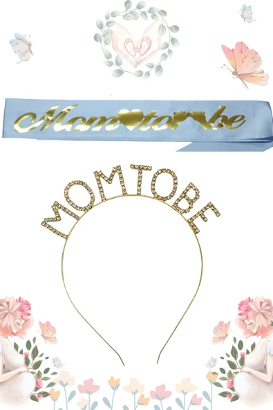 Mom To Be Metal Taç Ve Kuşak & Baby Shower Set