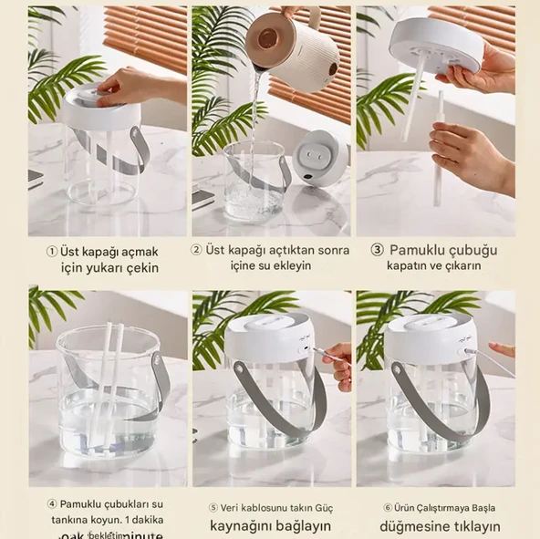 QASUL 2L Çift Sprey Dijital Göstergeli Hava Nemlendirici İle Uçucu Yağ Difrözü Ve USB Gece Lambası - 6