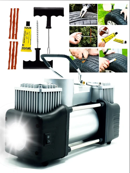 Profesyonel Çift Pistonlu 12 V 150 Psi Dakikada 85 Lt Araç Araba Lastik Bot Şişirme Kompresörü - 4