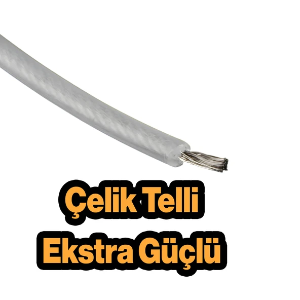 Çelik Telli Motorlu Tırpan Yuvarlak Misina 3.3 mm 26 Metre Çim Ot Biçme Teli Güçlü Profesyonel - 3