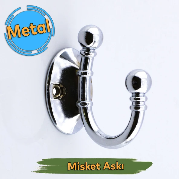 Misket Askı Gümüş Vestiyer Dolap Askılık Askılığı Duvar Banyo Mutfak Elbise Kıyafet Çanta Askısı - 7
