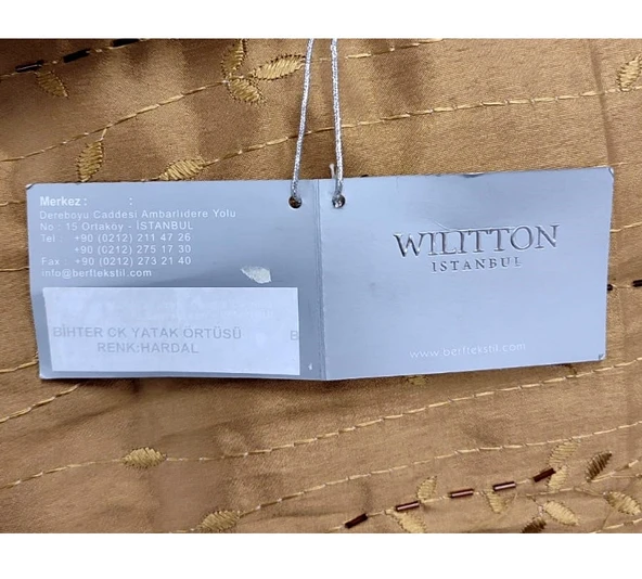 Wilitton Lüx Abiye Battal Çift Kişilik Yatak Örtüsü (270x280)-Bihter Hardal - 6