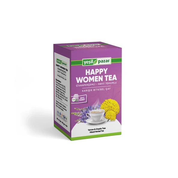 Yeşil Pazar Civan Perçemli Hayıt Tohumlu Happy Women Tea 45 Poşet Çay