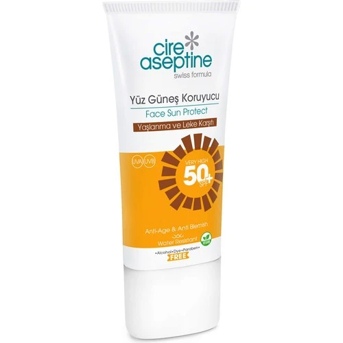 Cire Aseptine Yüz Güneş Koruyucu Yaşlanma ve Leke Karşıtı 50+SPF 50 ml