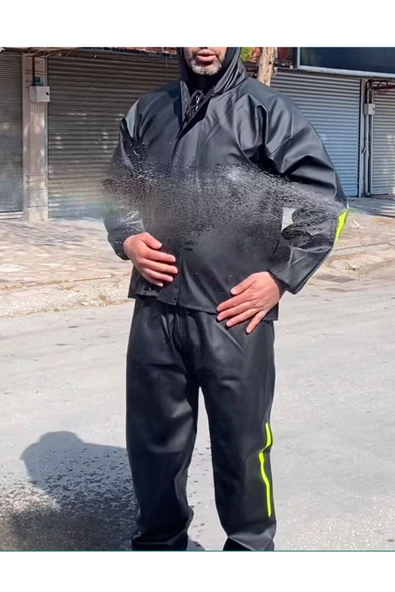 Elzem  Motorcu Yağmurluk Pvc Alt Üst Takım %100 Su Geçirmez Garantili - 5