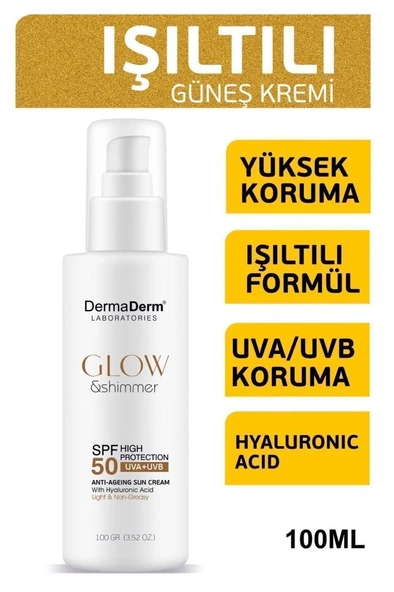 Dermaderm Glow ve Shimmer Simli Güneş Kremi Spf 50 100 GR