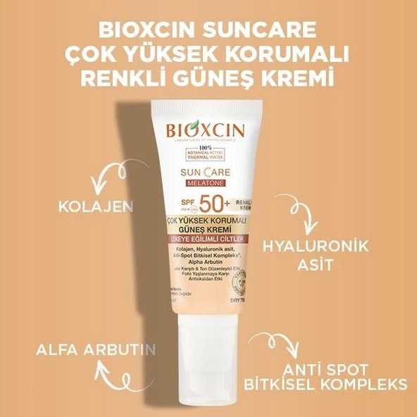 Bioxcin Renkli Sun Care Melatone Spf 50 Lekeye Eğilimli Ciltler İçin Çok Yüksek Korumalı Güneş Kremi 50 Ml