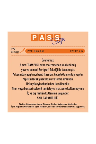 PASS  Pano Pvc Sembol Engelli 12x12 cm - 2