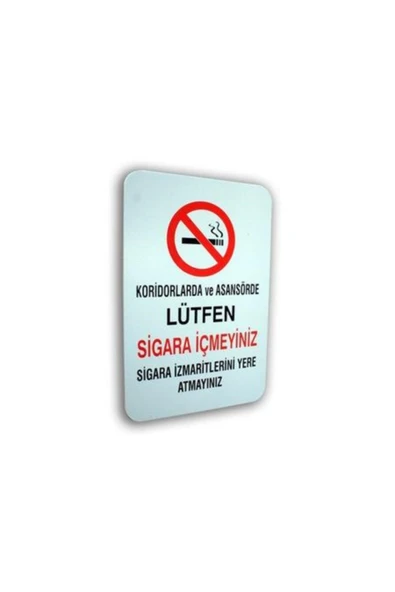 Bul-Sat  " Koridorlarda Ve Asansörde Sigara Içmeyiniz "luna Pvc Iş Güvenliği Ve Uyarı Levha 16x24 Cm