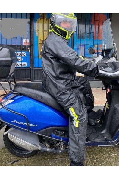 Elzem  Motorcu Yağmurluk Pvc Alt Üst Takım %100 Su Geçirmez Garantili - 2