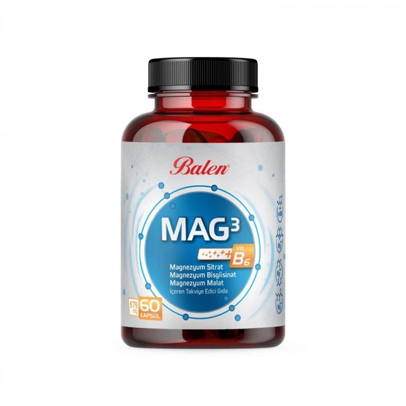 Balen Mag 3 Magnezyum Sitrat Bisglisinat  Malat 679 mg *60 kapsül