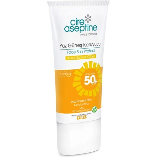 Cire Aseptine Yüz Güneş Koruyucu Kuru ve Normal Ciltler 50+SPF 50 ml