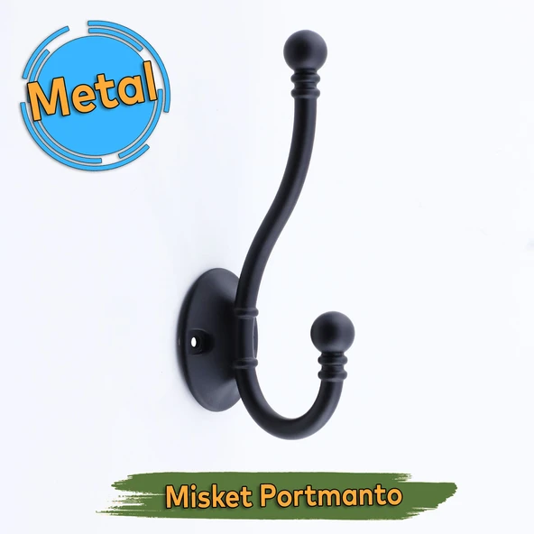 Misket Askı Siyah Vestiyer Portmanto Dolap Askılık Askılığı Duvar Banyo Mutfak Elbise Kıyafet Askısı