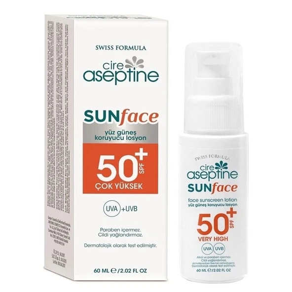 Cire Aseptine SunFace 50 Spf Yüz İçin Güneş Koruyucu Krem 60 ml