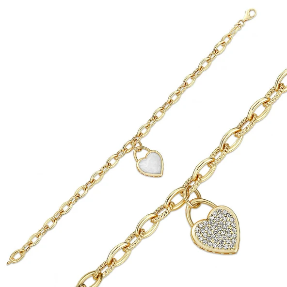 Çift Taraflı Taşlı Kalp Bileklik ürün görseli 1