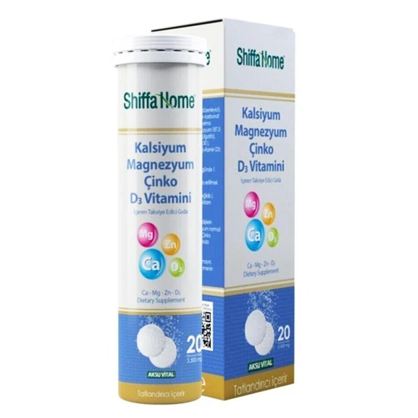 Shiffa Home Kalsiyum Magnezyum Çinko D3 Vitamini 20 Tablet