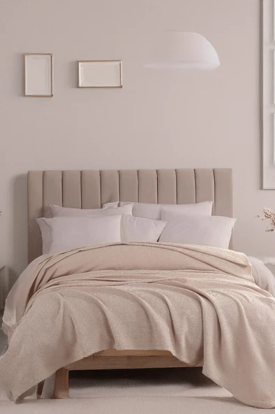 Upstyle Ecocel Pike Örtü Battal 220x230cm Karde Koyu Bej