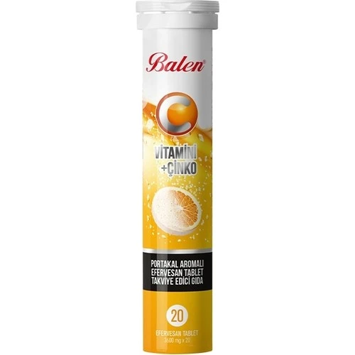 Balen C Vitamini Çinko Portakal Aromalı Efervesan Tablet 3600 Mg 20 Tablet