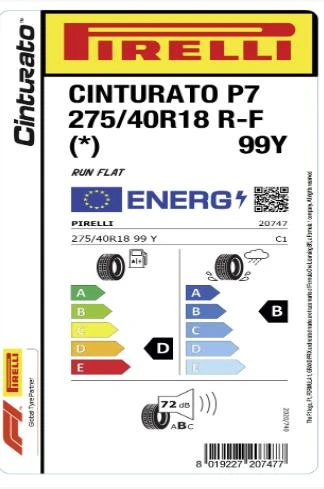Pirelli 275/40R18 99Y r-f P7 Cinturato (*) Oto Yaz Lastiği (Üretim: 2023 ) - 2