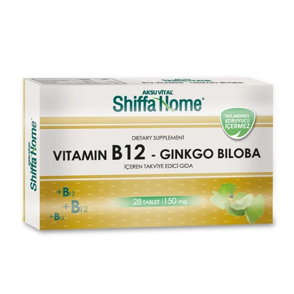 Shiffa Home Vitamin B12 Ginko Biloba Tablet 150 mg 28 tablet (Ginkgo Biloba Kapsül)