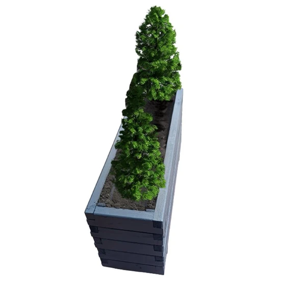Ahşap Saksı ; Gardenya Antrasit Gri 100X30x45 - 3