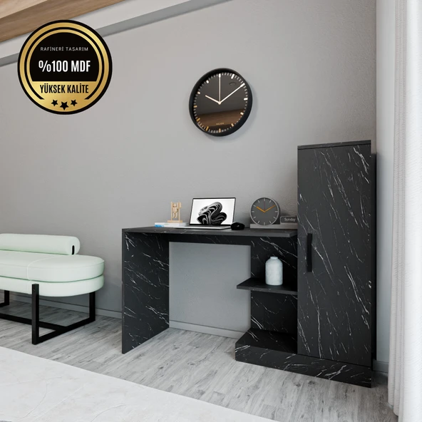 DEKORFİM Pera MDF Kapaklı Çalışma Masası Bilgisayar Masası Ofis Ders Masası